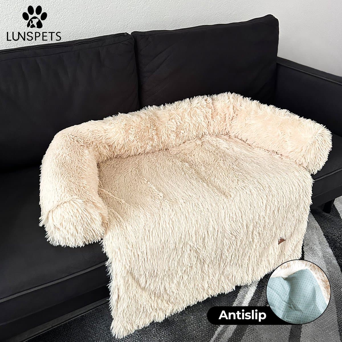 Lunspets - Hondendeken bank - Hondenmand - Hondenkussen - Afritsbaar - Wasbaar - Beige - 115 cm thumbnail 4