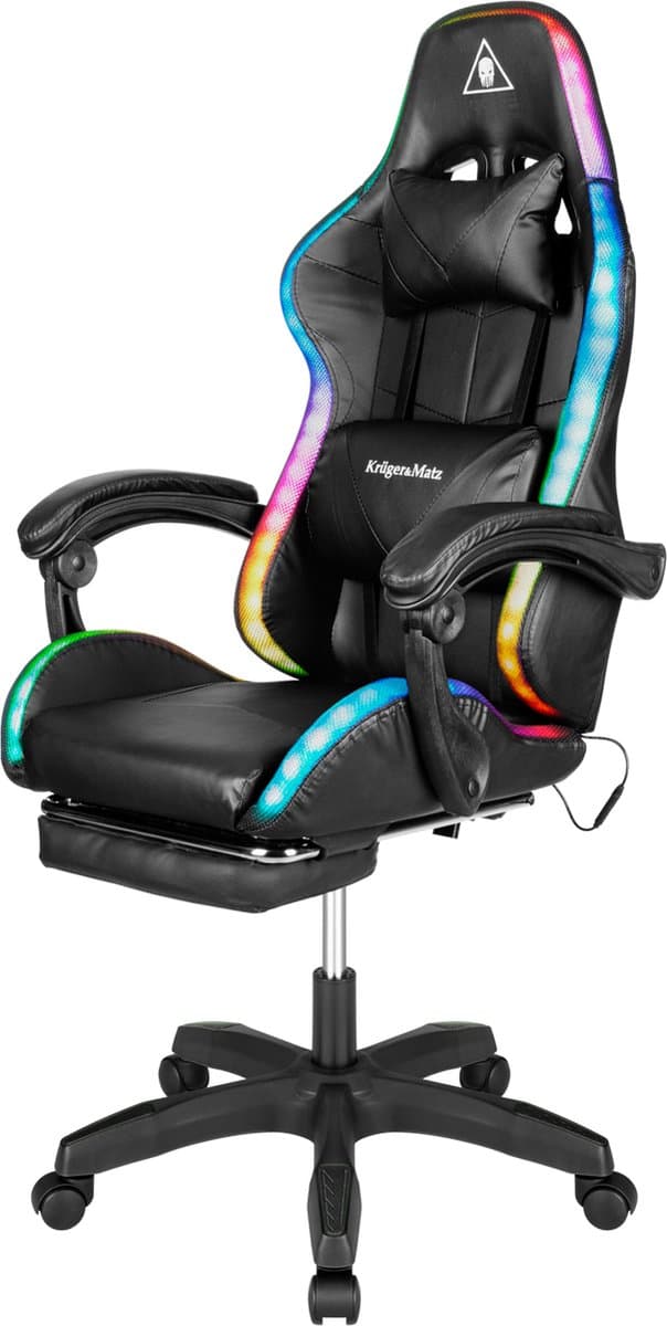 Krüger&Matz KM0790BLED - GX-150 game stoel met LED verlichting - gaming chair - gamingstoel - RGB - zwart thumbnail 2