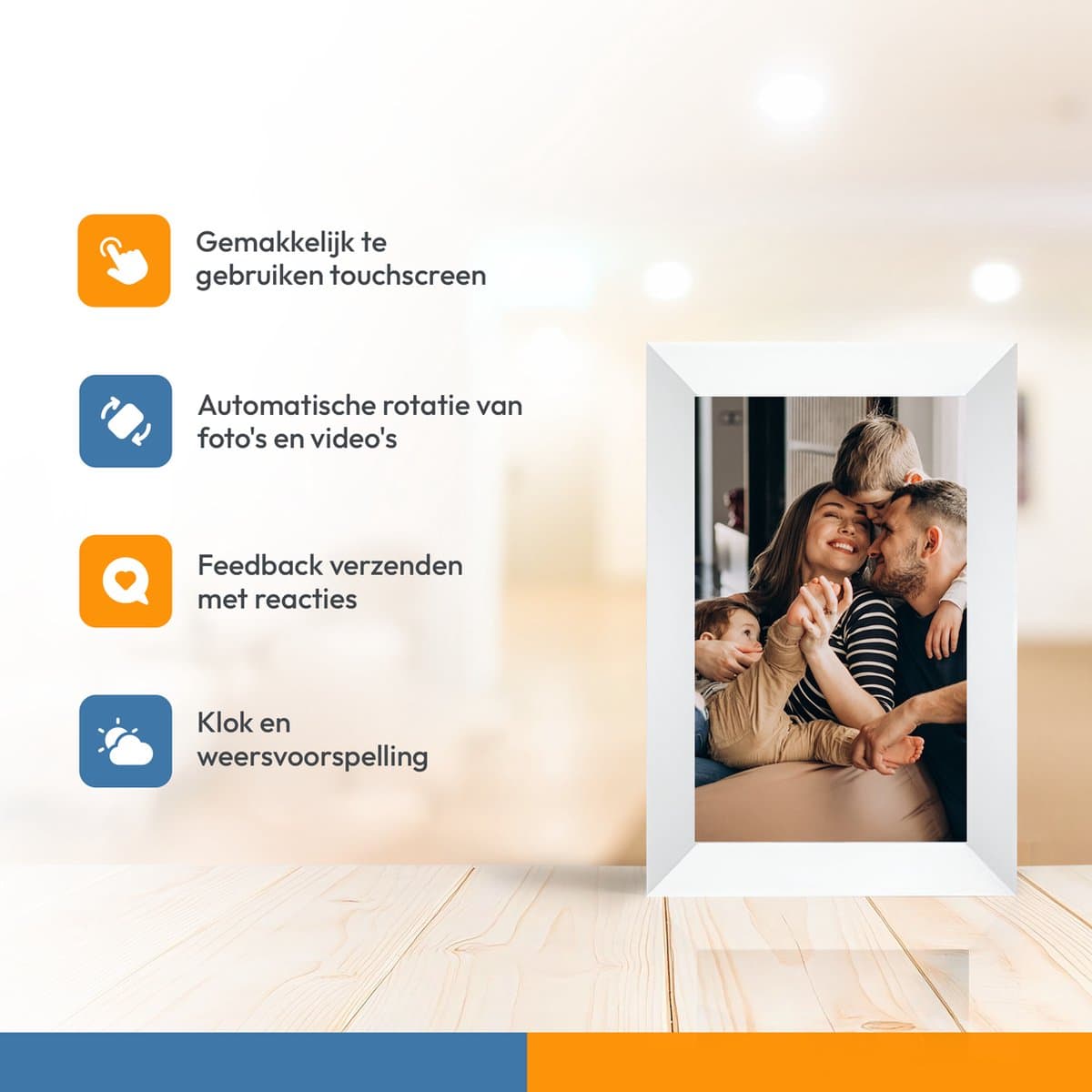 Digitale fotolijst met WiFi en Frameo App - 8 inch IPS Display - Fotokader met Touchscreen - 32GB - Wit - Frameo digitale fotolijst - digitale fotokader - digitaal fotolijstje thumbnail 2