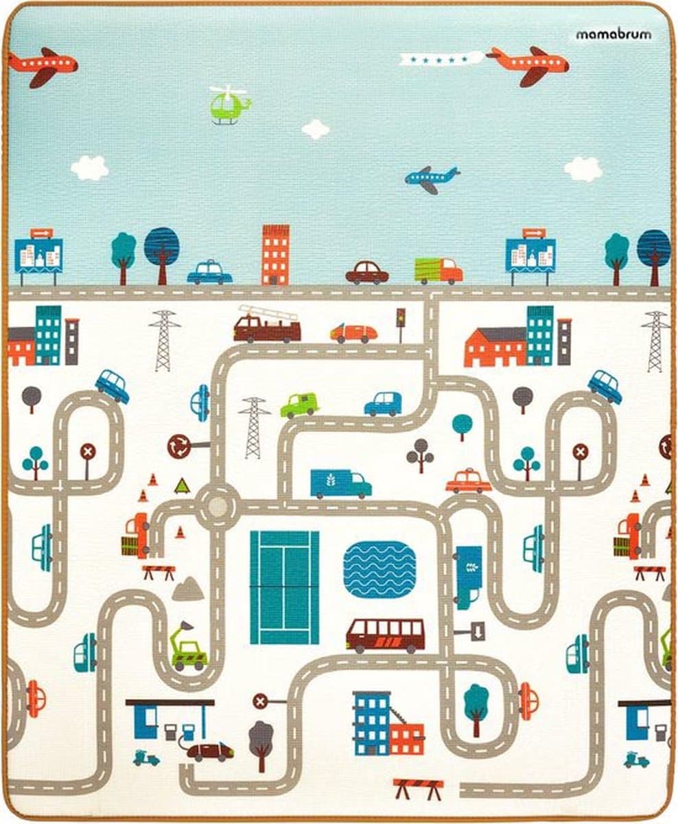 Mamabrum Baby Kruipmat Baby Tapijt Speelmat, 150 X 180 X 2,0 Cm, Niet-Giftige Vloermat Verdikte Vergrote Schuimmat Opgerold Waterdicht Antislip Draagbaar, Weg En Zigzag thumbnail 2