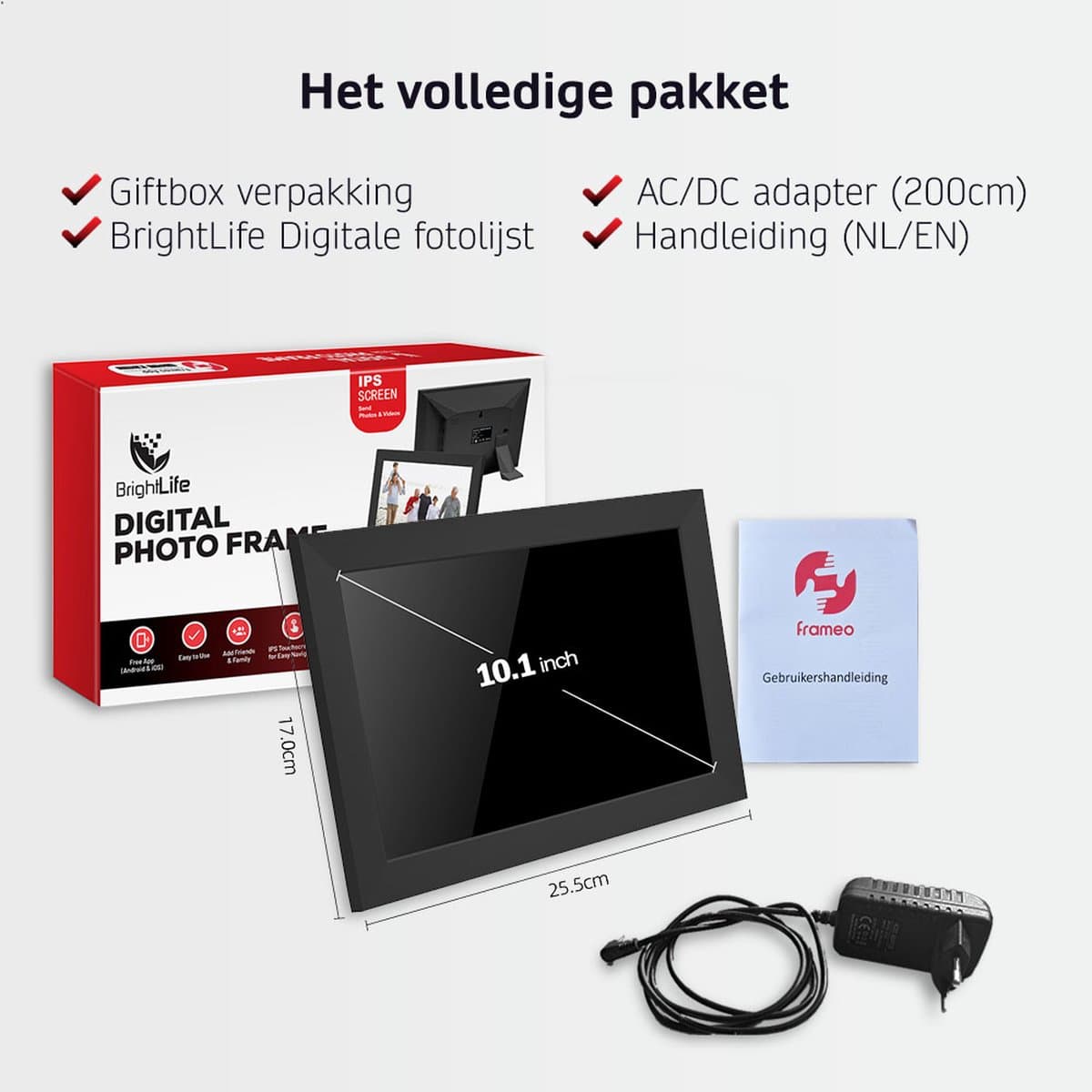 BrightLife Digitale Fotolijst met Frameo App - 10.1 inch - HD Resolutie - Fotokader - Digitale kalender - WiFi - IPS Touchscreen - 32GB - Vaderdag Cadeau thumbnail 7