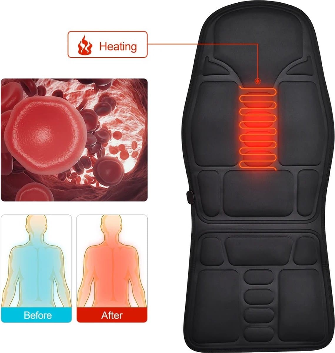 Stoelmassage Apparaat - Rugmassage Apparaat - Rugmassage Stoel - Infrarood Verwarming - Massage - Pijnbestrijding thumbnail 3