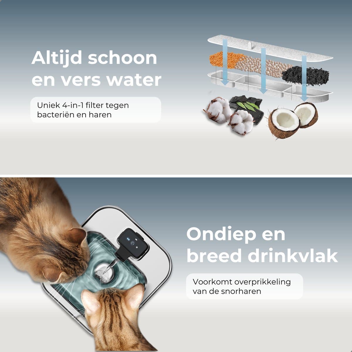 CatElite® - Draadloze Drinkfontein Kat RVS | Fresh - Waterdispenser met Sensor & Accu - Incl. 3 Filters - 2.5L Waterfontein Kat - Kattenfontein - Fluisterstil - Volledig RVS thumbnail 6