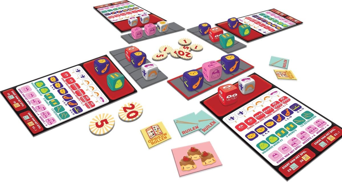 White Goblin Games Sushi Roll Dobbelspel - Setcollectie met dobbelstenen