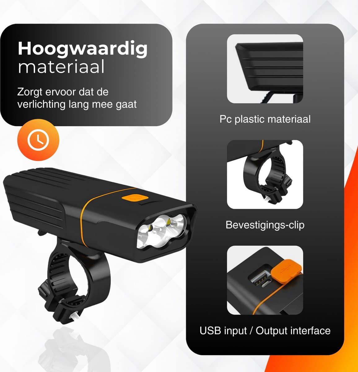 Fietsverlichting Set LED - Fietslamp Oplaadbaar - Fietslicht Voorlicht en Achterlicht - Waterdicht 500 Lumen MTB & Racefiets Verlichting - Fietslampjes thumbnail 2