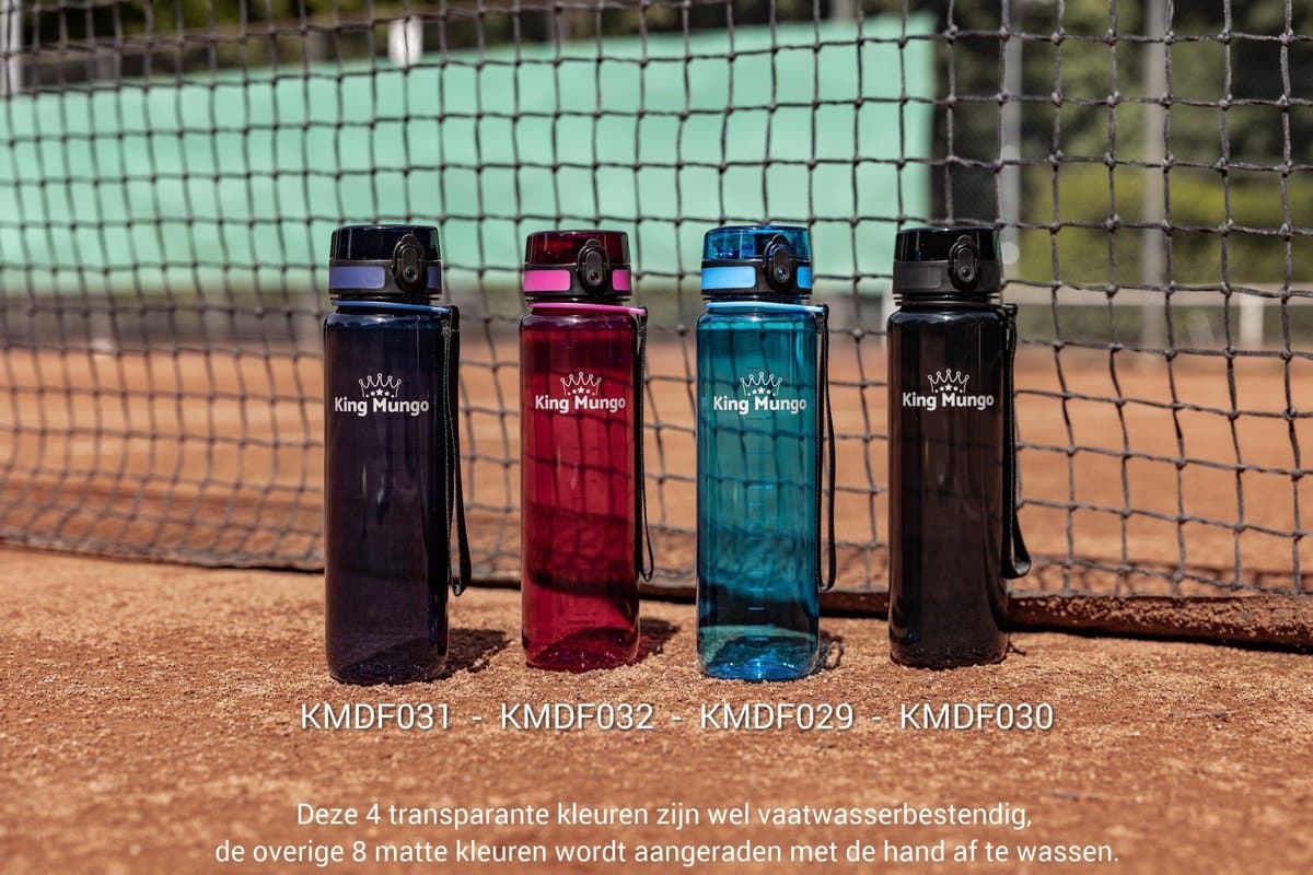 Drinkfles 1 Liter Paars Rood transparant - Sport Bidon 1L Tritan - 100% Lekvrij & Vaatwasserbestendig - Zonder Rietje - King Mungo thumbnail 6