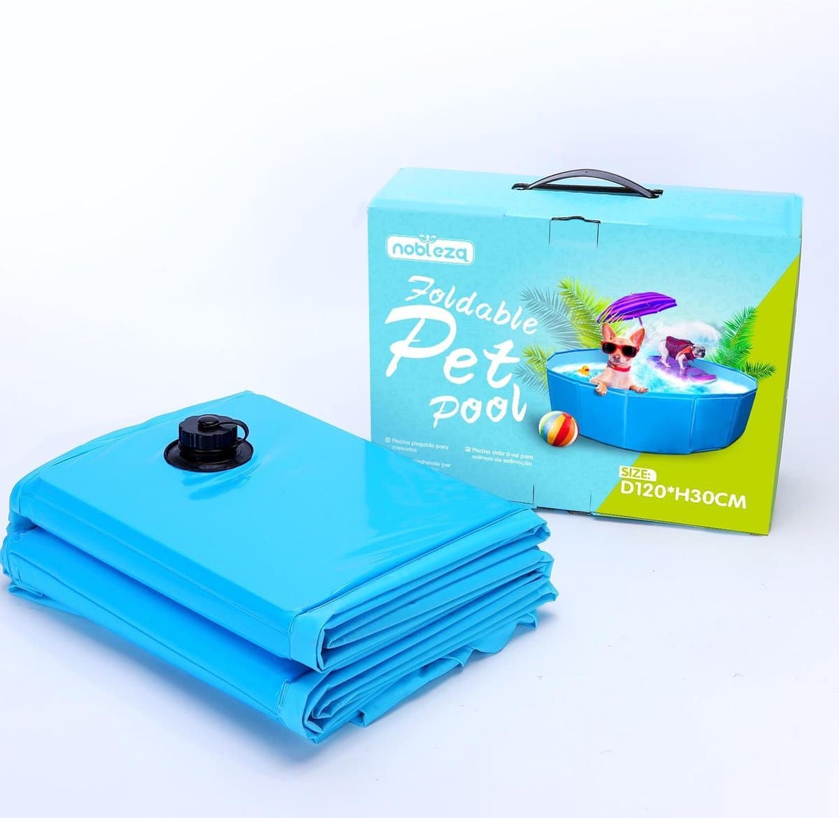 Nobleza Opvouwbare hondenzwembad - 120x30 cm - Inhoud 339L - Zwembad voor dieren - Honden zwembad - Honden bad - Hondenzwembad opvouwbaar -Blauw thumbnail 6