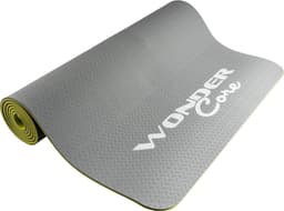 Productfoto van Wonder Core Yogamat Fitness Sport Gymnastiek Pilates Mat TPE milieuvriendelijk antislip 6 mm dik - Groen/ Grijs - 173 x 61 cm