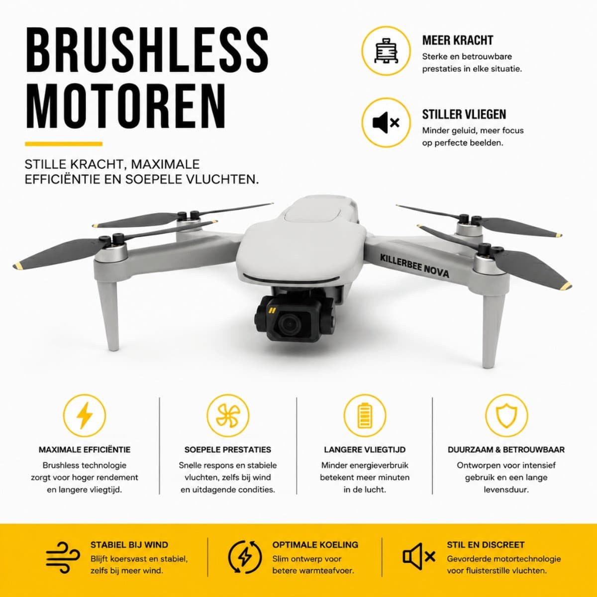 Killerbee NOVA – Drone met 4K UHD Camera en 3 assige gimball - 3Km Bereik - 2 Batterijen (totaal 50 Min Vliegtijd) - Incl 64GB Geheugenkaart thumbnail 4