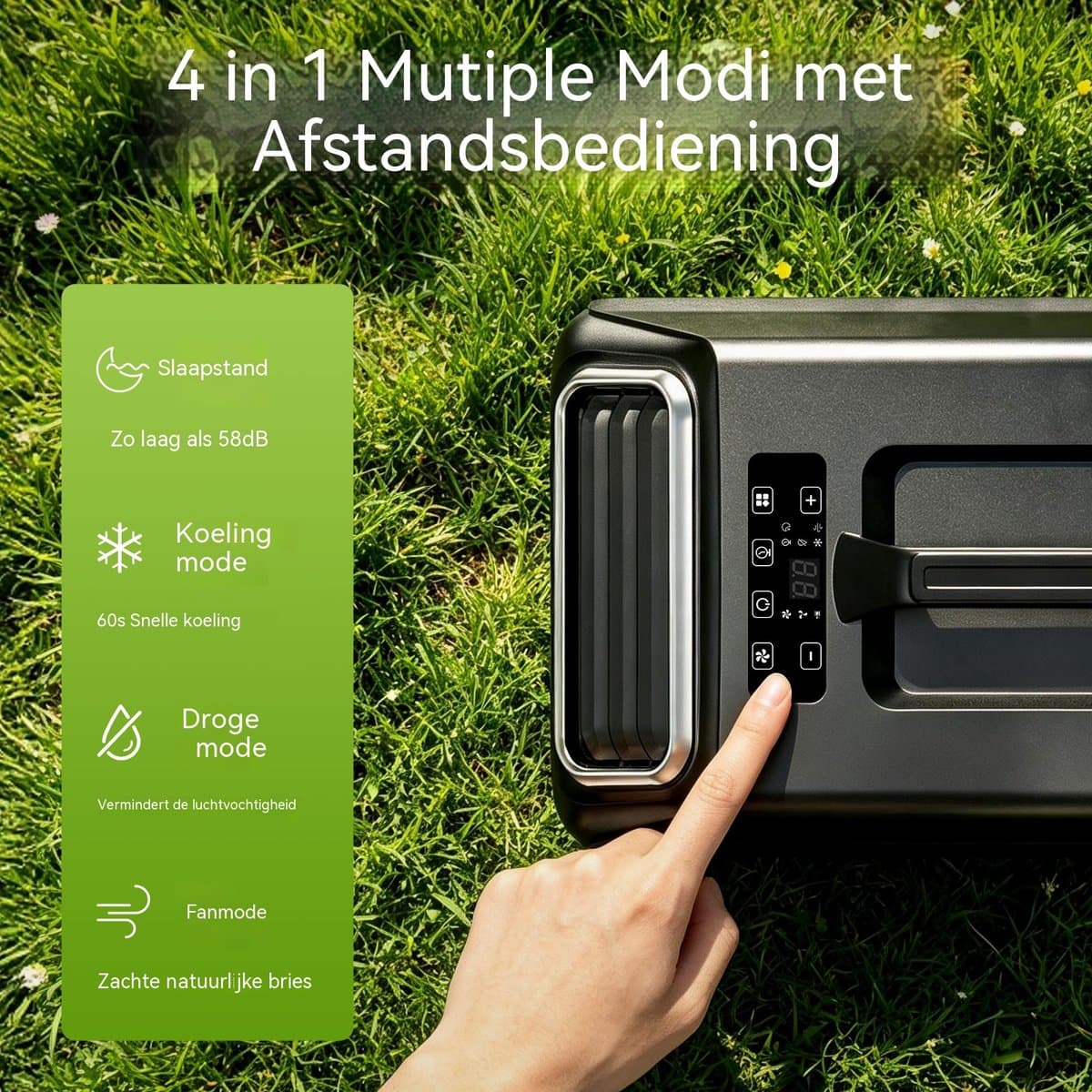 Mobiele Airco - Airconditioner Met Slang - Koelen Ontvochtigen Ventileren - Afstandsbediening En Timer - 7500 BTU - Kleine Ruimtes - 54,3x31,5x36,3 cm - Zwart thumbnail 8