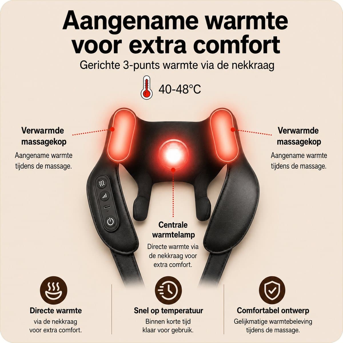 HALUNI® Serenity Neck Pro – Nekmassage Apparaat Draadloos met Warmte – Shiatsu Massage Nek & Schouders – Handsfree Spanning Verlichting thumbnail 6