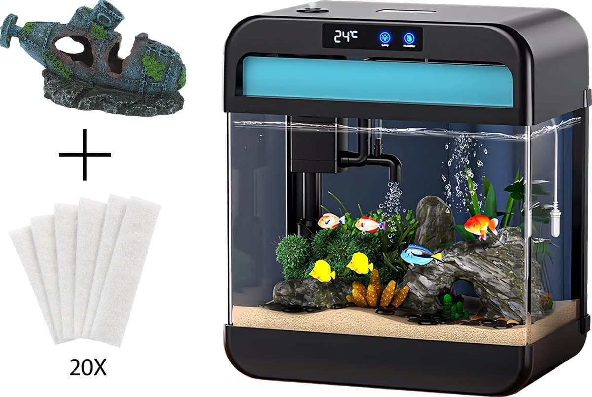 AquaImpact Zelfreinigend Aquarium 13 L - 3-in-1 pomp en LED