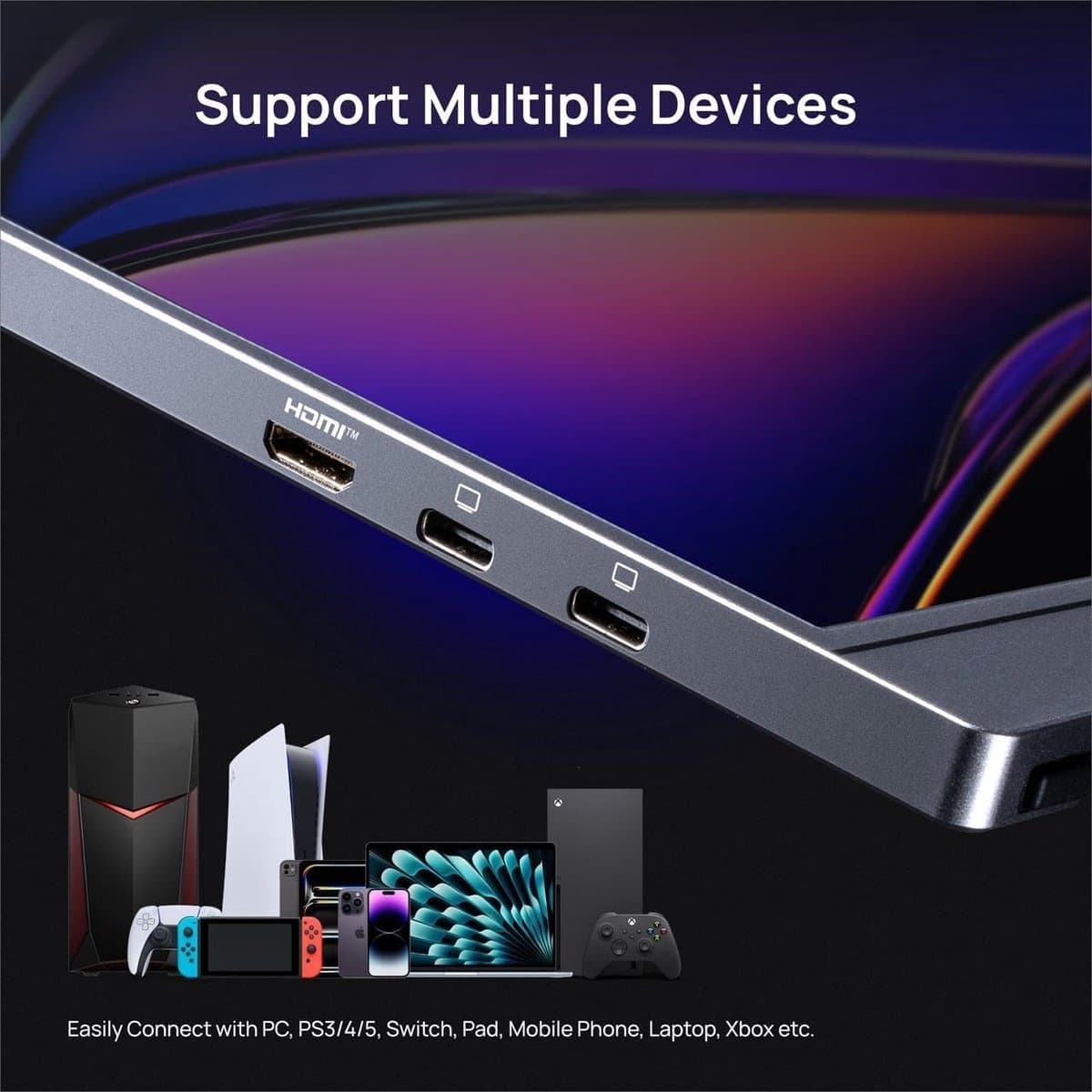 Arzopa Z1FC - Portable 144hz Gaming Monitor - Inclusief Sleeve - Premium Slim Aluminium Design - Space Grey - Apple Macbook Compatible - 100% sRGB Kleurprofiel - Met kabelbundel - 16 inch thumbnail 8