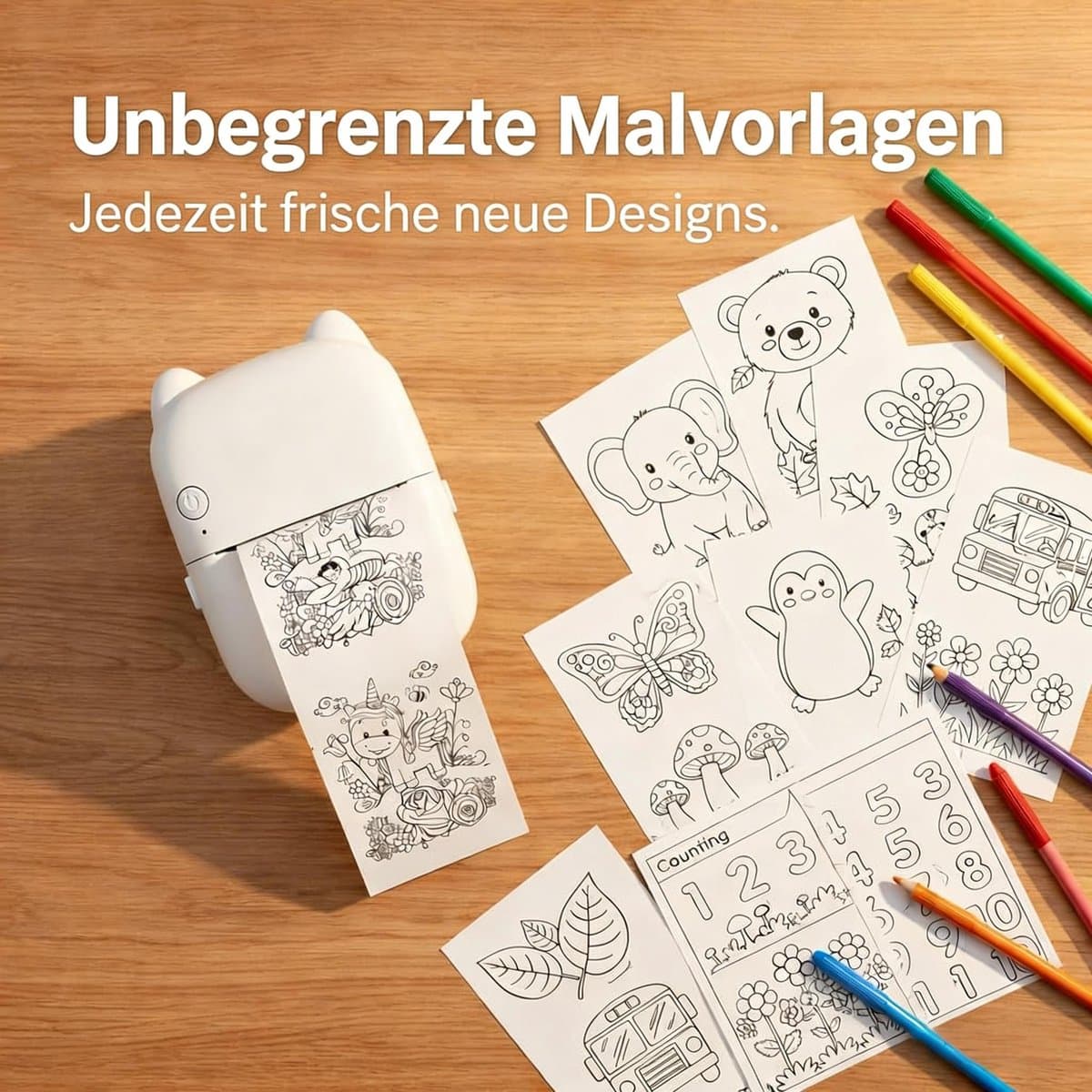 AI Mini Thermische Printer voor Kinderen met Spraakbesturing – Draagbare Inktloze Stickerprinter met Foto- en Afbeeldingengeneratie, voor Notities, Kleurplaten, Dagboek en DIY-Knutselprojecten thumbnail 4