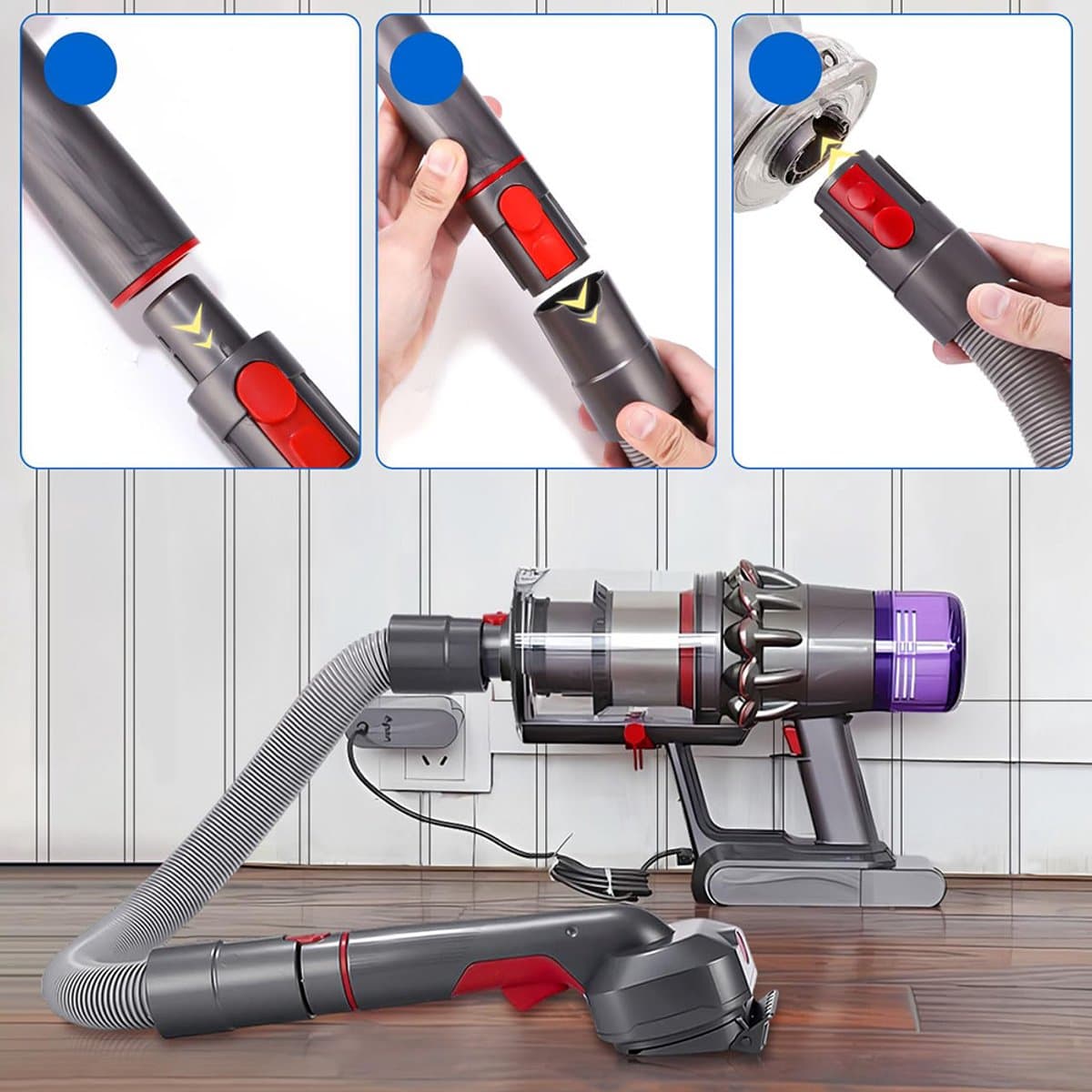 2-in-1 huisdierborstelset voor Dyson V7/V8/V10/V11/V15 – Huisdierborstelset – Voor katten en honden – Huisdierverzorging – Zelfreinigend en zacht – Grijs-rood thumbnail 8