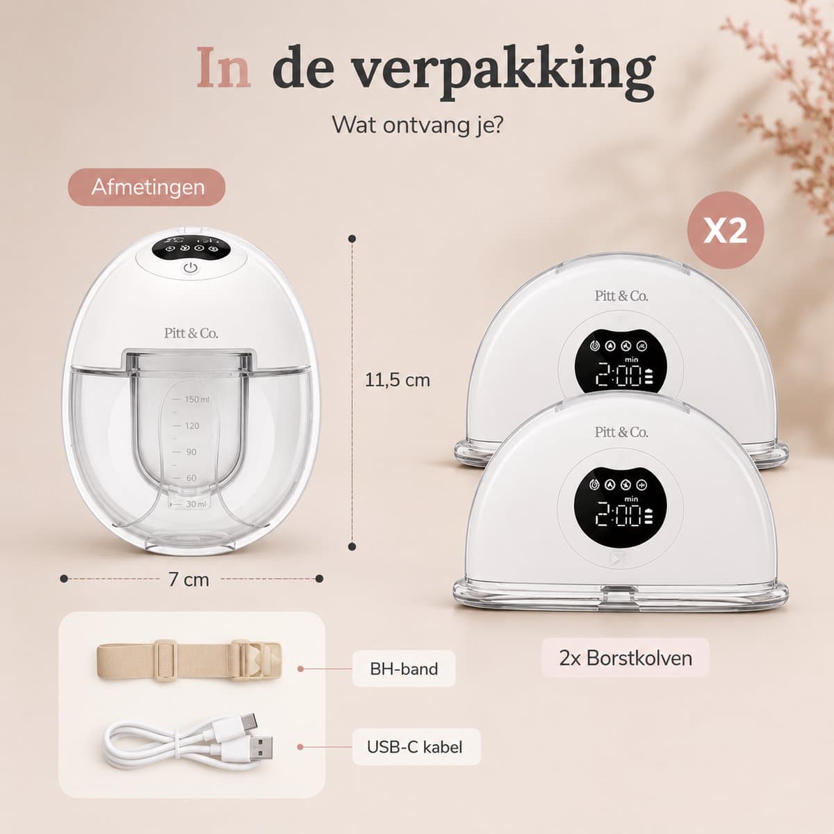 Elektrische Borstkolf Handsfree - Dubbele Set - Draadloos & Draagbaar - Dubbele BPA-vrije Kolf - Draadloze Borstkolf - Kolfapparaten - Breast Pump - Stil - Incl. Melkzakjes & E-book thumbnail 5