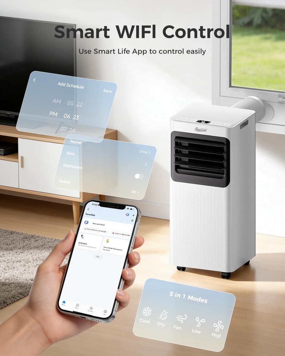 Mobiele airco 16000 BTU stille draagbare airconditioner met wifi, ontvochtiger en slaapstand thumbnail 7