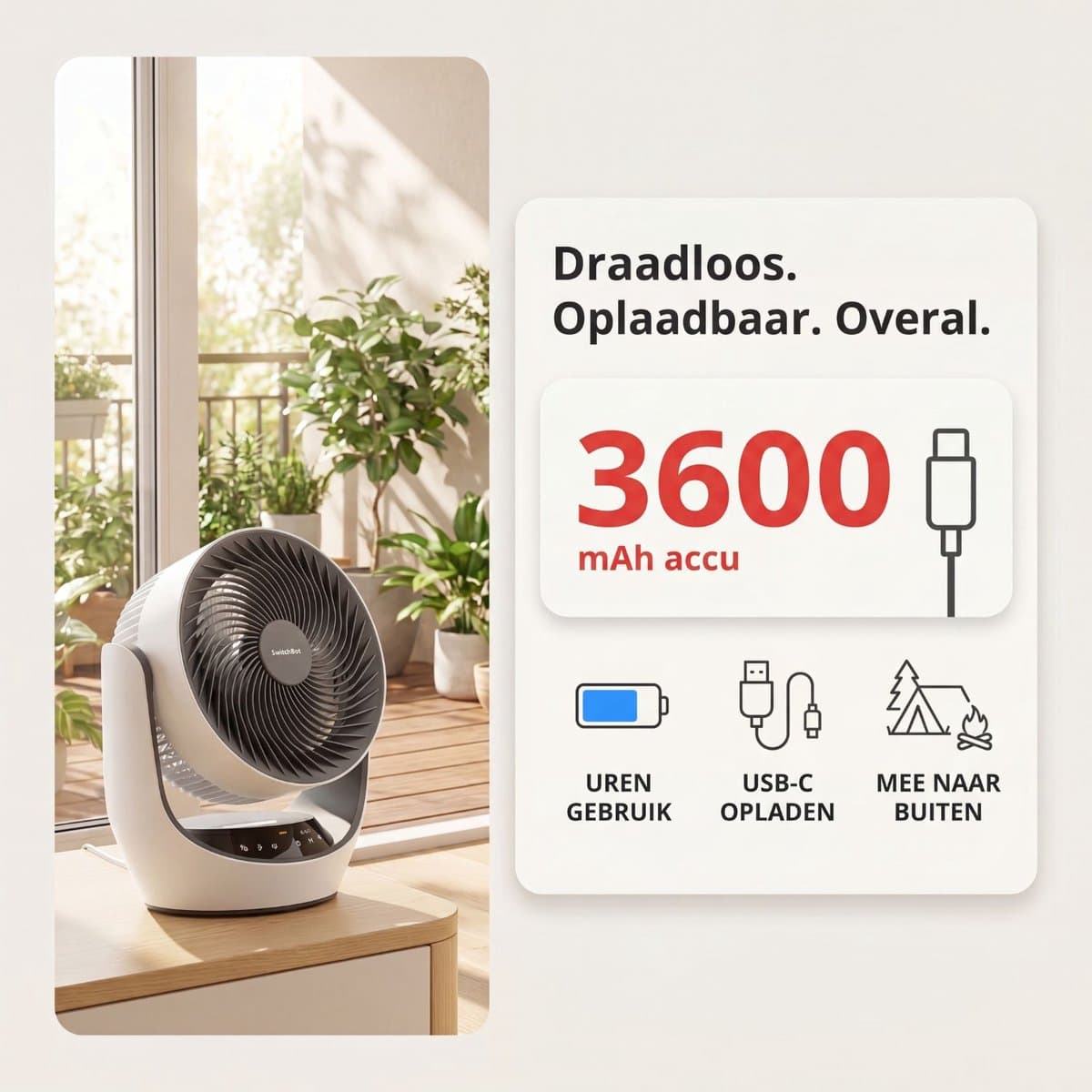 SwitchBot Battery Circulator Fan met accu en app thumbnail 7