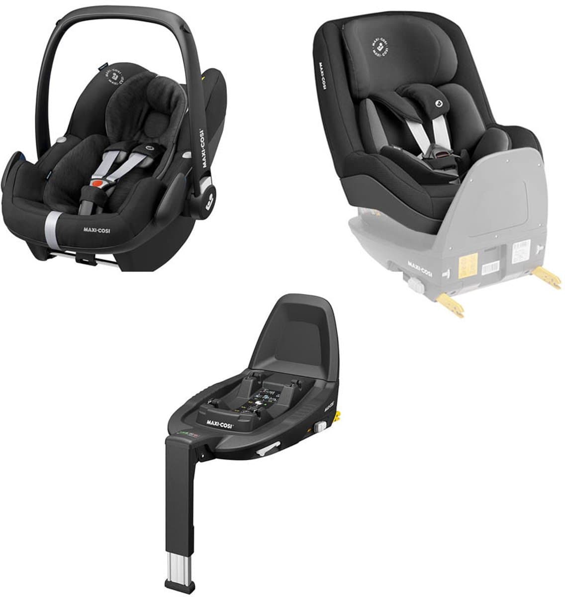 Maxi-Cosi Pebble Pro & Pearl Pro² autostoelen met FamilyFix 3 base bundel - vanaf de geboorte tot 4 jaar, Black - afbeelding 1