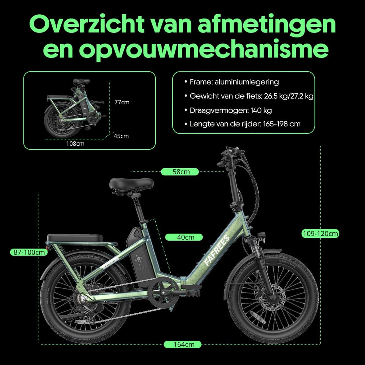 Fafrees F20 Flex Elektrische Vouwfiets - 20 Inch - Torque Sensor - 250W Motor - 36V 20Ah Lithium Accu - Actieradius tot 120km - Shimano 7 Versnellingen - E-bike Heren & Dames thumbnail 2
