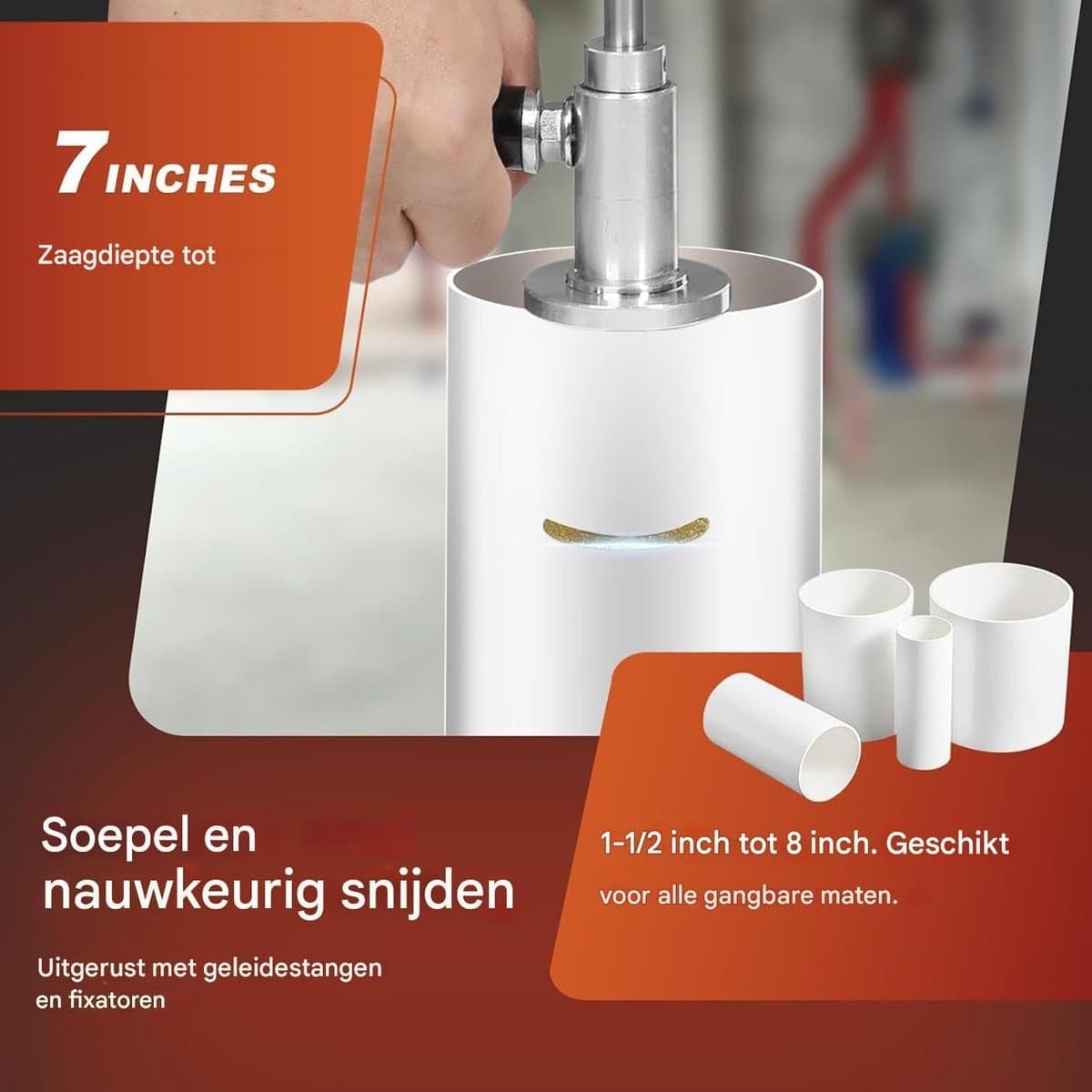 PVC Buizensnijder - Slang Zaag Gereedschap - Precisie Snijden - Multimateriaal Compatibel - 4-20 cm - Set B thumbnail 7