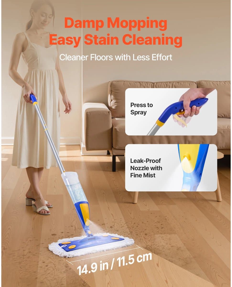 Solayne Dweil - Dweilsysteem - Spray mop - Dweilstok - Dweilmop - Met waterreservoir - 2 in 1 - Vloerreiniger - Incl. wasbare pads thumbnail 4