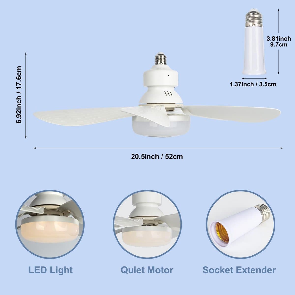 Kraftverdia Plafondventilator met verlichting - LED 40W - Ø 50cm - Afstandsbediening smart lamp - Plafondlampen - Plafond lamp - Ventilator thumbnail 5