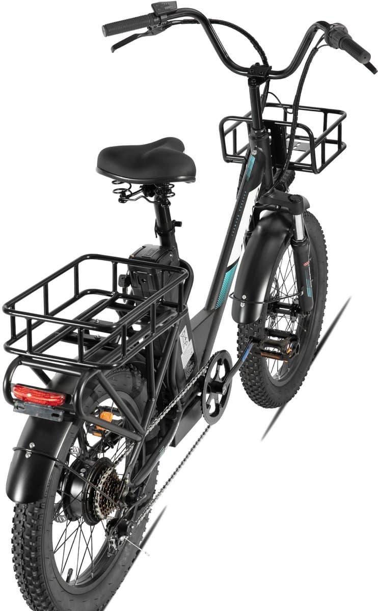 HILAND Elektrische Cargo Fatbike – 20" Dikke Banden – 48V – 7 Speed – Zwart thumbnail 2