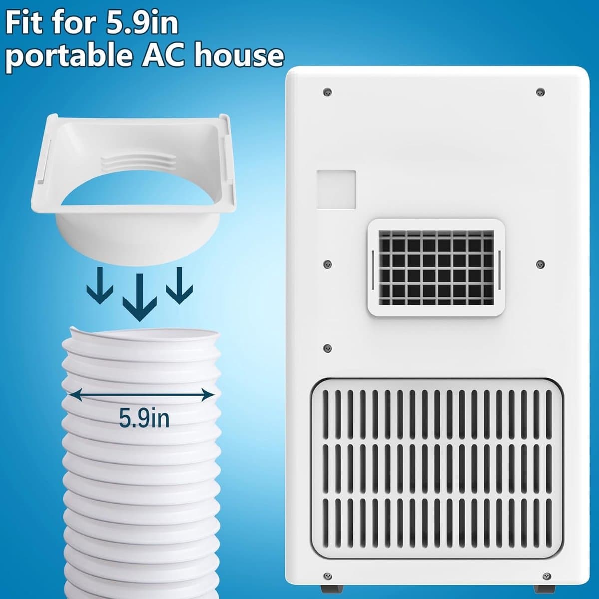 5,9 inch draagbare airconditioner uitlaatslangconnector - mobiele airco-unit pijpconnector - AC-slangverlengconnector Airconditioneraccessoires - voor AC-uitlaatslangconnectorverlenging - vierkant thumbnail 5