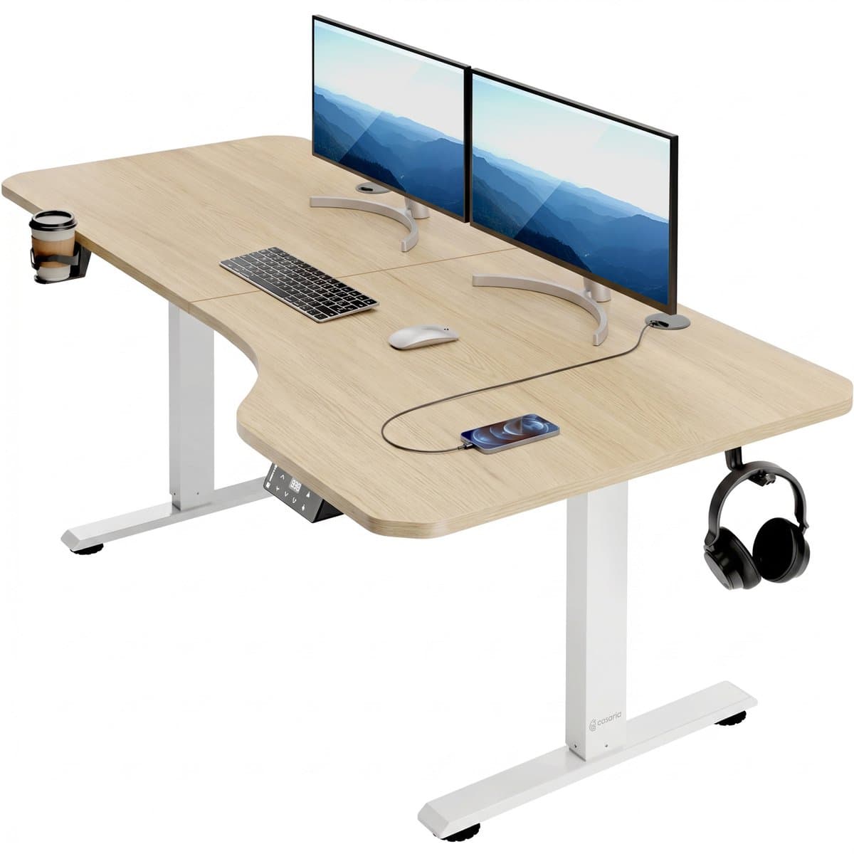 Casaria Elektrisch Zit-Sta Bureau 160x75 cm Verstelbaar Beige thumbnail 8