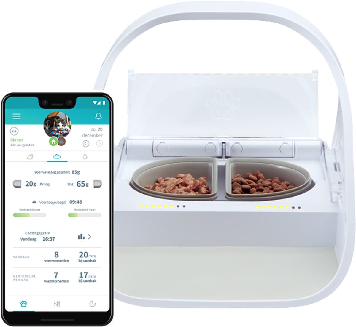 SureFeed Microchip Voerbak Connect - Kattenvoerbak - Met app voor controle - 21,5 x 22,7 x 31 cm - Wit thumbnail 6