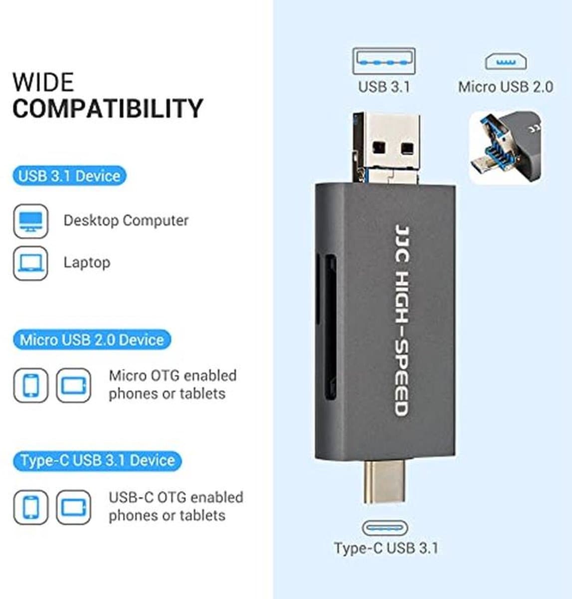 3-in-1 USB 3.1 Geheugenkaartlezer voor SD, microSD en MMC - Snelle Gegevensoverdracht thumbnail 7