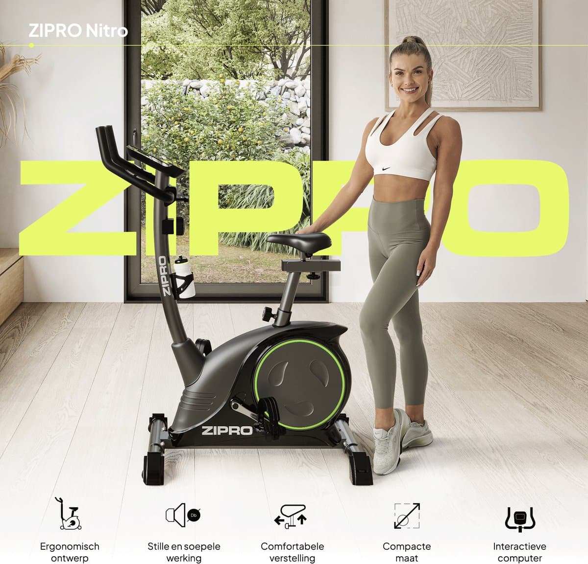 ZIPRO NITRO - Hometrainer Magnetische Fiets - 150kg Belasting - Vliegwiel 8kg - Hartslag - Fitness Fiets thumbnail 5