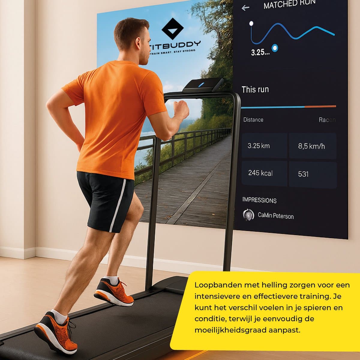 Fitbuddy XM-U1 Loopband voor Thuisgebruik – Compacte Walking Treadmill met Handmatig Verstelbare 10% Helling, LED Display & Afstandsbediening thumbnail 6