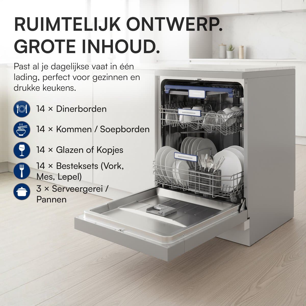 Heinner HDW-FSM60714AXD+++ 14 couverts RVS thumbnail 4