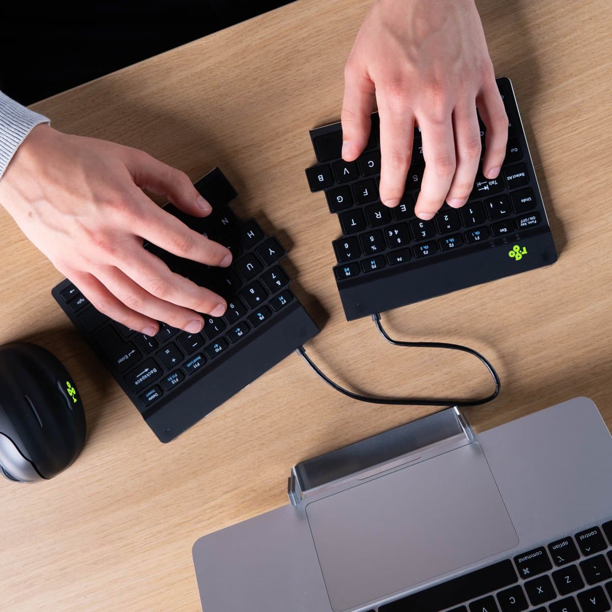 R-Go Split - Draadloos Ergonomisch Toetsenbord - Pauze-indicator - Gesplitst - US QWERTY - Zwart thumbnail 6