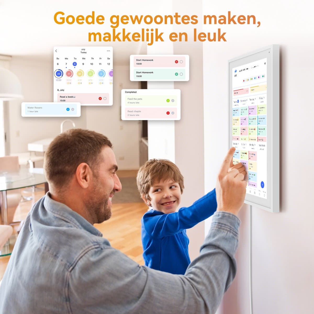 Blackview TABWEE P15 Digitale Fotolijst met WIFI en Takenlijst - 15,6'' Touchscreen Wandplaner, Gezinsplanner, Maaltijdplanner, Afsprakenplanner, Klok voor Ouderen met Dementie, Weekplanner, Maandplanner Digitale Kalender thumbnail 7