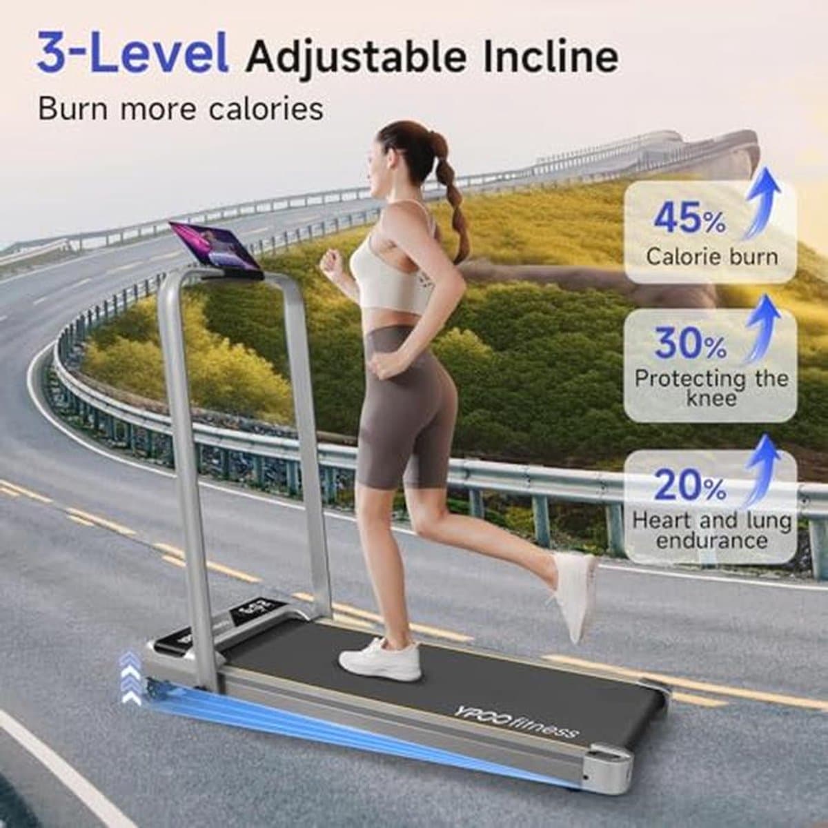Loopband voor Thuisgebruik met Helling en Stil Ontwerp - Inklapbare Elektrische Treadmill met Afstandsbediening thumbnail 5
