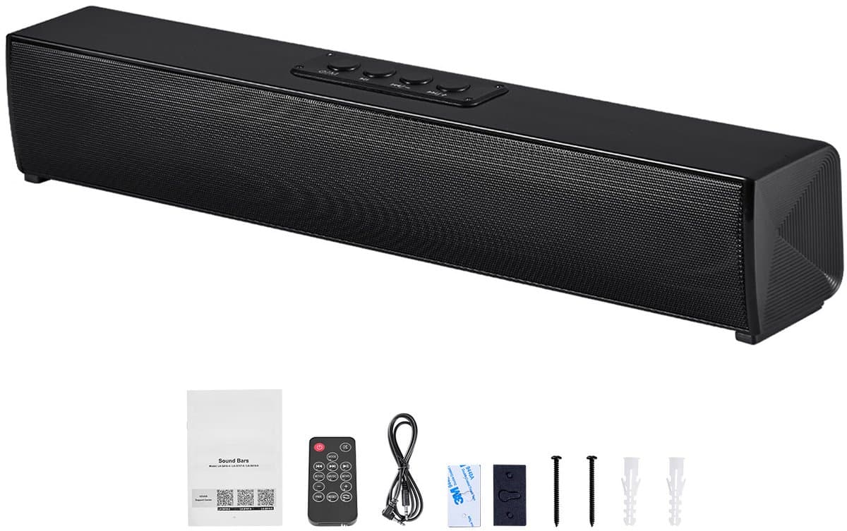 Compacte 17-Inch Soundbar voor Smart TV, 2.0-Kanaals TV-Luidsprekers met Bluetooth- En AUX-Connectiviteit, Afstandsbediening, Eenvoudige Installatie, 80 W Surround-Audiosysteem voor Pc En Thuisbioscoop