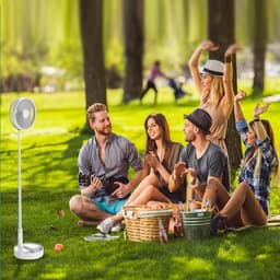Productfoto van Draagbare Accu Ventilator - Opvouwbare Tafelen Vloer Ventilator met 4 Snelheden en 8 Inch Blad