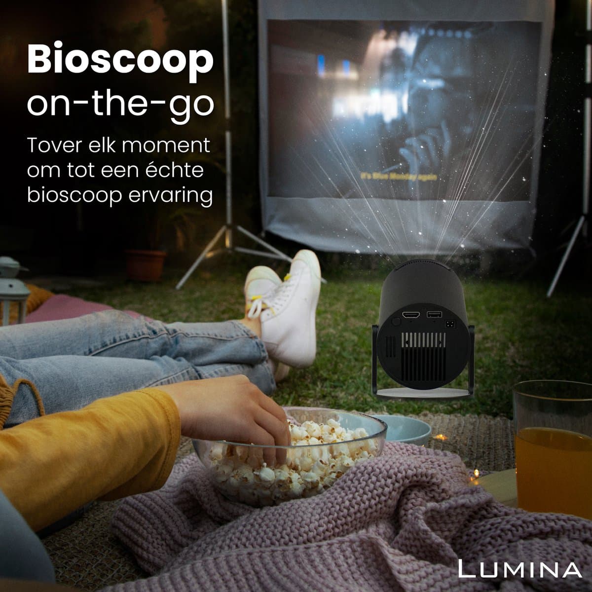 Lumina® Pro Mini Beamer 2026 – Android 14 Smart Projector met Google Playstore – Thuisbioscoop – Voor iOS & Android – WiFi 6 & Bluetooth 5.4 – Zwart thumbnail 6