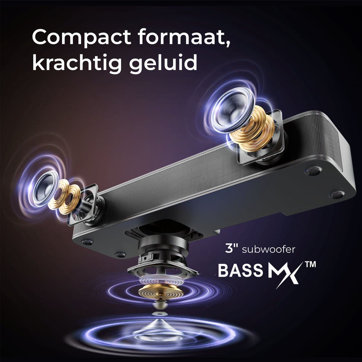 ULTIMEA 2.1-kanaals compacte soundbar voor tv, 3-inch ingebouwde subwoofer, 120 W piekvermogen, alles-in-één pc-soundbar voor gaming, Bluetooth 5.4, Poseidon M20 thumbnail 6