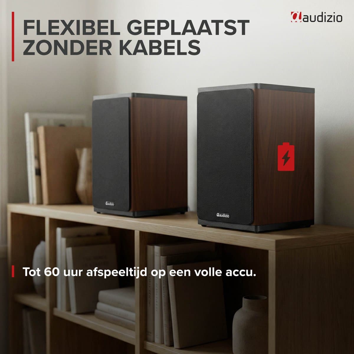 Audizio BS20: draadloze boekenplank speakers met 60 uur accu thumbnail 2