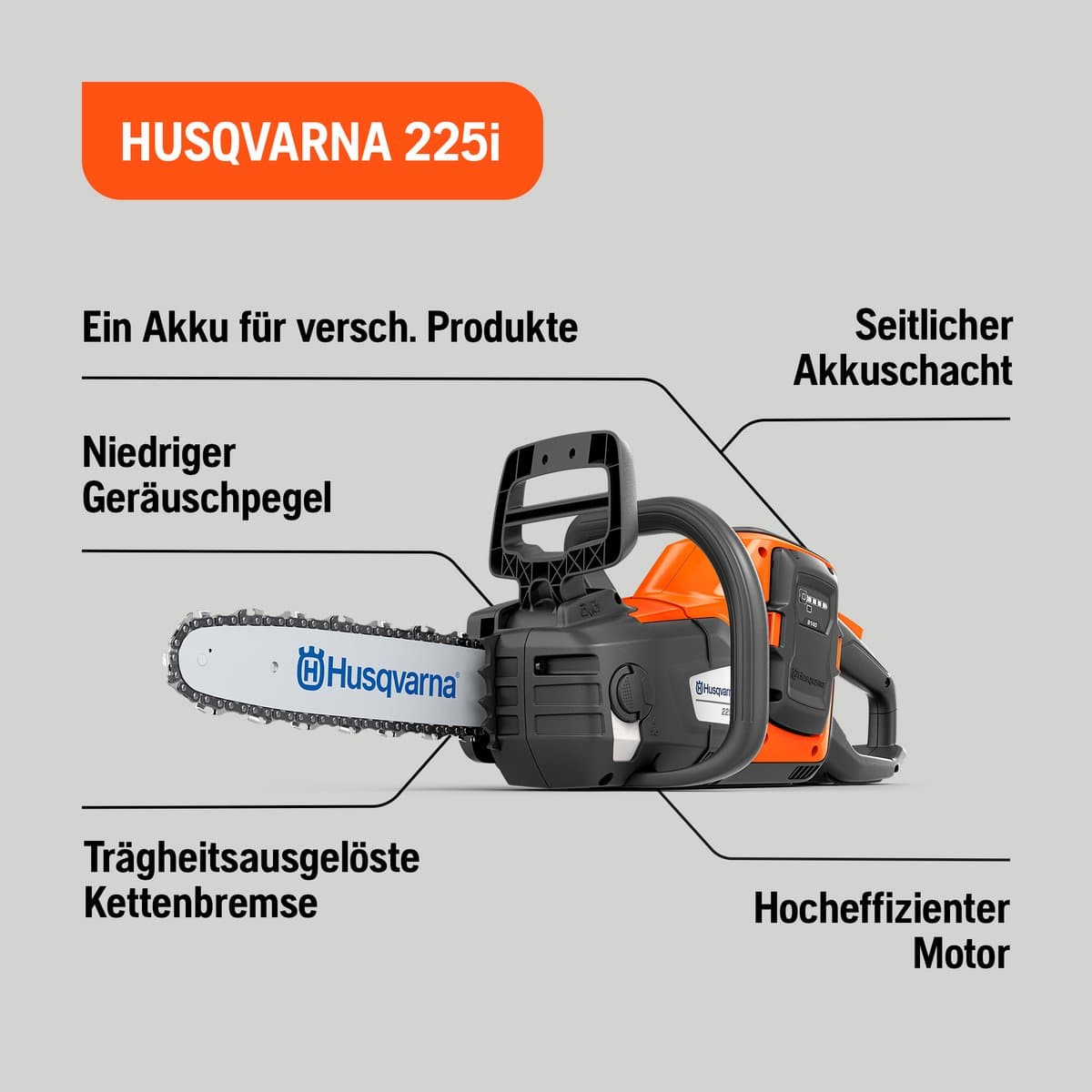 Husqvarna 225i - Accu kettingzaag 36cm - Exclusief accu en lader thumbnail 2
