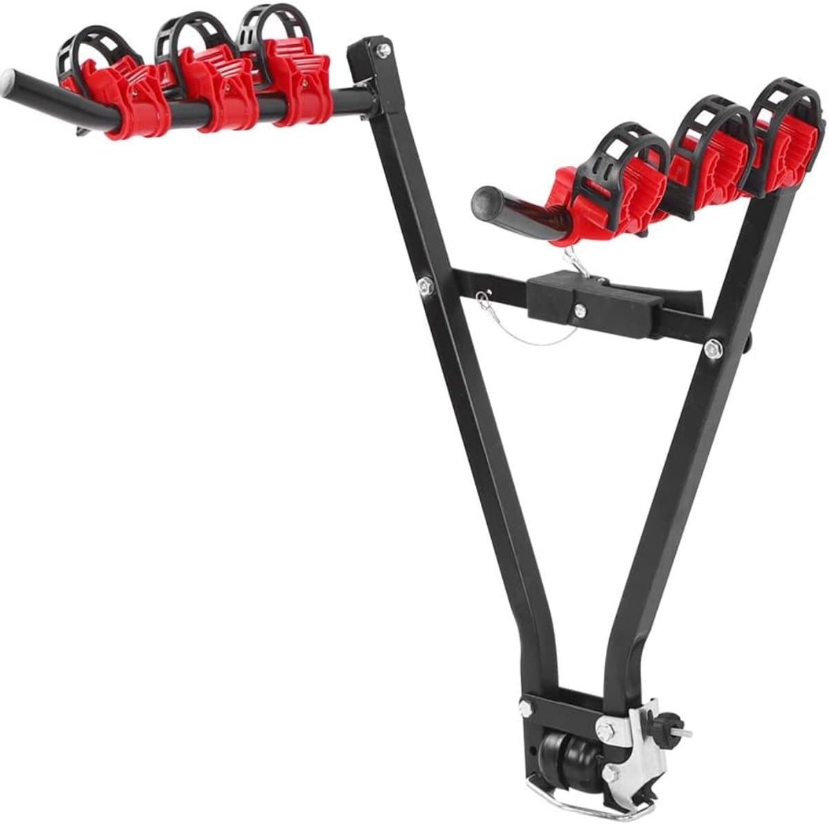 SAVI® Fietsendrager Elektrische Fiets - Fietsendrager - Fietsendrager met Spanband - 3 Fietsen - Geen Trekhaak - Zwart/Rood - 72cm x 23cm x 12cm thumbnail 2