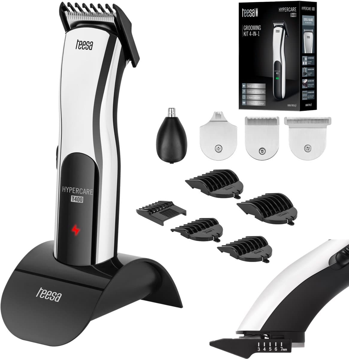Teesa TSA0525 - Draadloze multigroom HYPERCARE T400 4-in-1, voor baard en haar