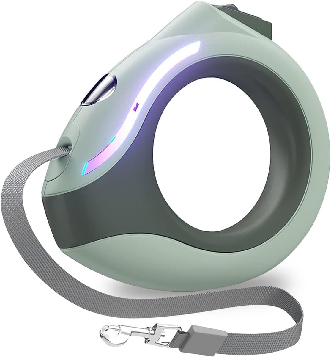 Sander Shop Intrekbare hondenlijn, 3m uitschuifbare hondenriem met led-zaklamp, rem met één knop en slot, uitschuifbare hondenriem voor honden tot 20 kg (groen)