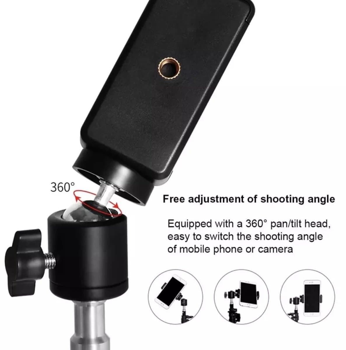 HiCHiCO® Smartphone Statief 210Cm Voor Fotocamera en Smartphone - iPhone - Canon – Nikon - Spiegelreflexcamera Inc. Bluetooth Remote Shutter, Telefoonhouder, 360 ° Draaigreep horizontaal / Camerastatief - Tripod thumbnail 5