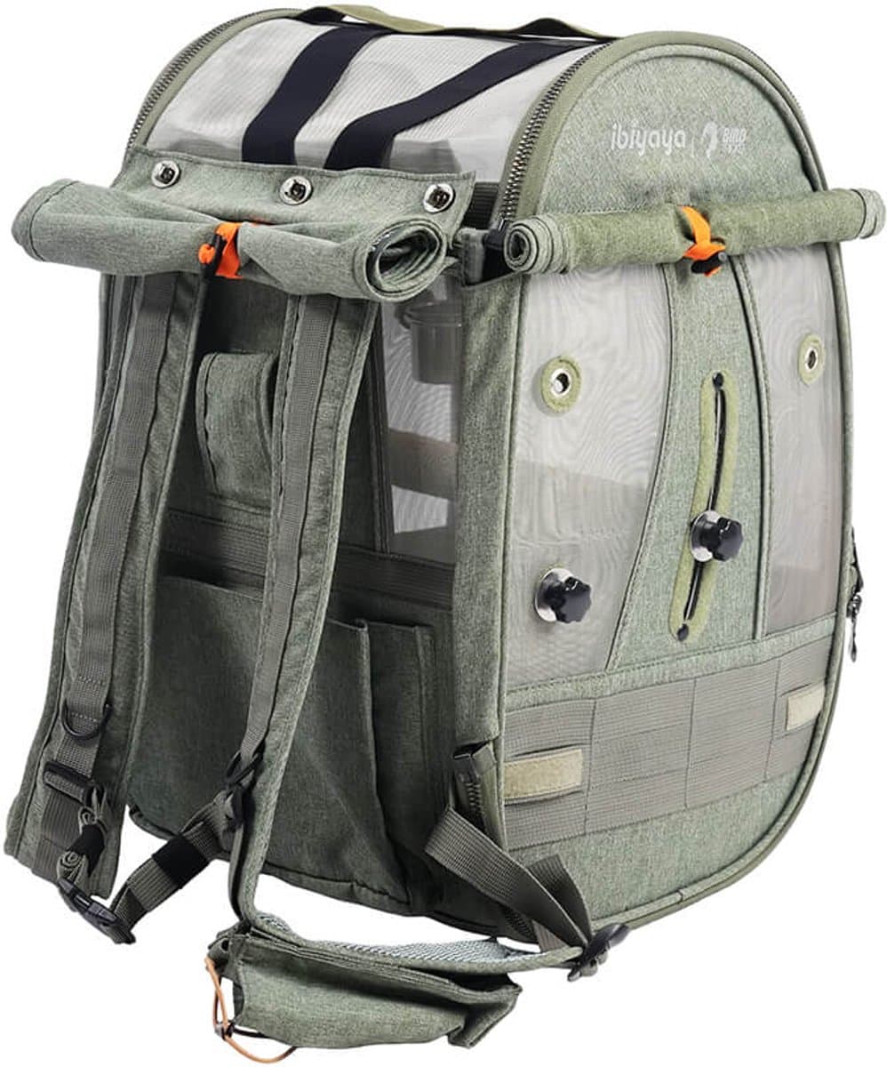 Ibiyaya TrackPack Vogel Rugzak Medium – Reistas Voor Papegaaien En Vogels – Vogel Backpack Met Zitstok – Ademend En Veilig – Jungle Green thumbnail 3