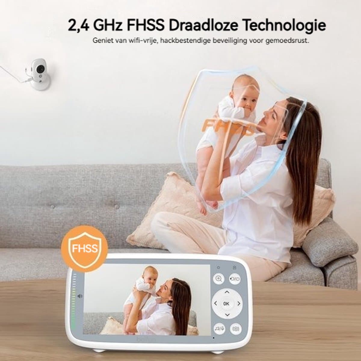 BOIFUN VB616 Babyfoon - Babyfoon met 2 Camera - Groot 4 Inch HD Baby Monitor - Video & Audio - met Slimme Functies - Baby Camera thumbnail 3